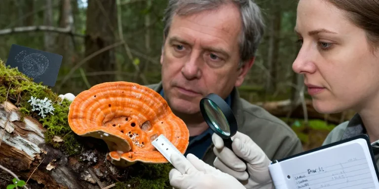 champignon orange sur bois mort
